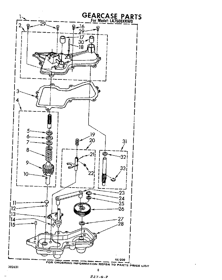 GEARCASE Diagram and Parts List for LA7500XKW0  Whirlpool Washer