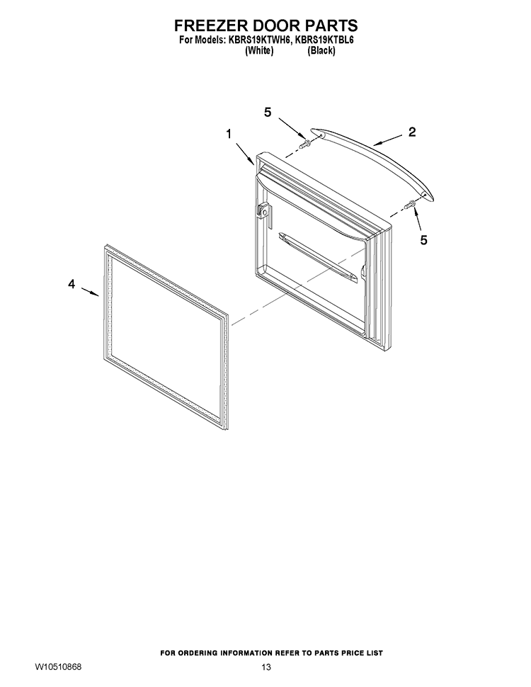 FREEZER DOOR PARTS Diagram and Parts List for KBRS19KTBL6  KitchenAid Refrigerator