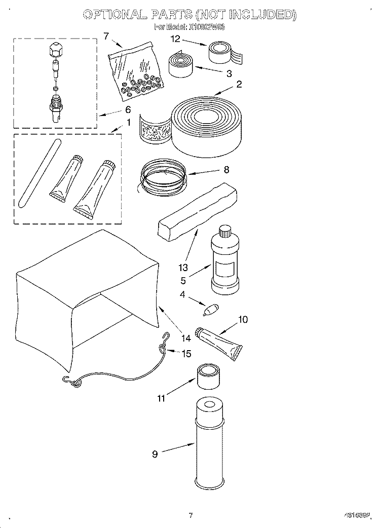 OPTIONAL Diagram and Parts List for X10002W03  Roper Air Conditioner