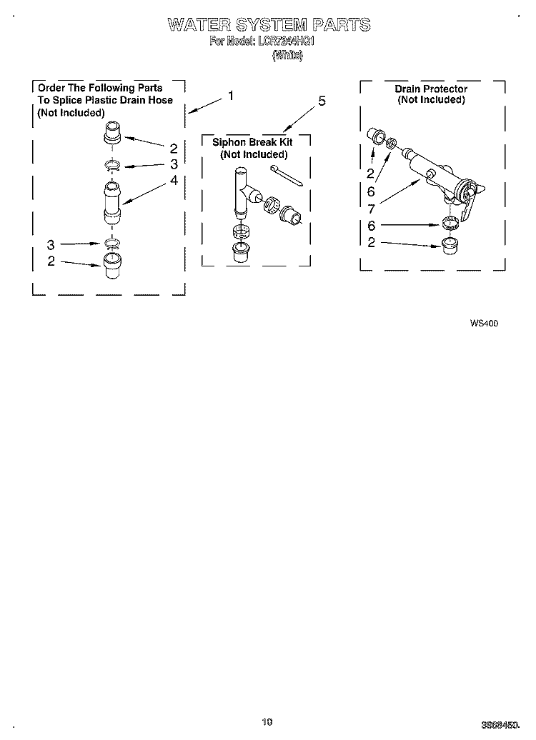 WATER SYSTEM Diagram and Parts List for LCR7244HQ1  Whirlpool Washer