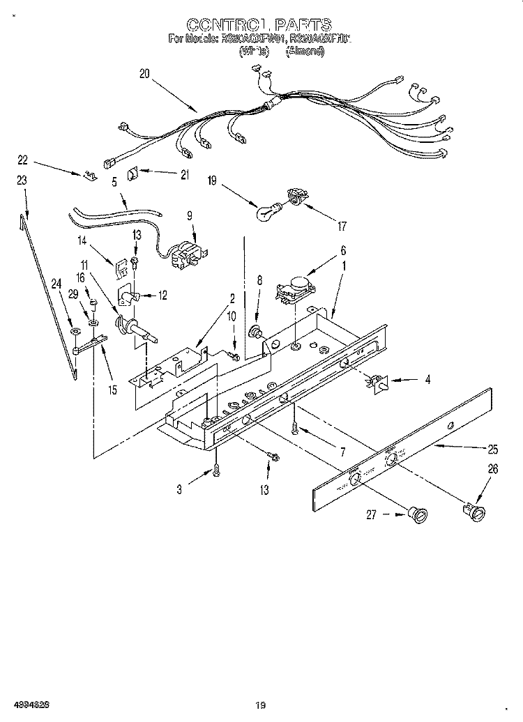 CONTROL, LIT/OPTIONAL Diagram and Parts List for RS20AQXFN01  Roper Refrigerator