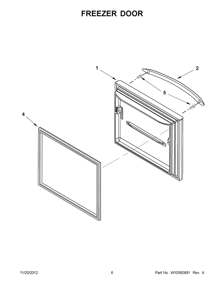 FREEZER DOOR Diagram and Parts List for KBRS19KTBL7  KitchenAid Refrigerator