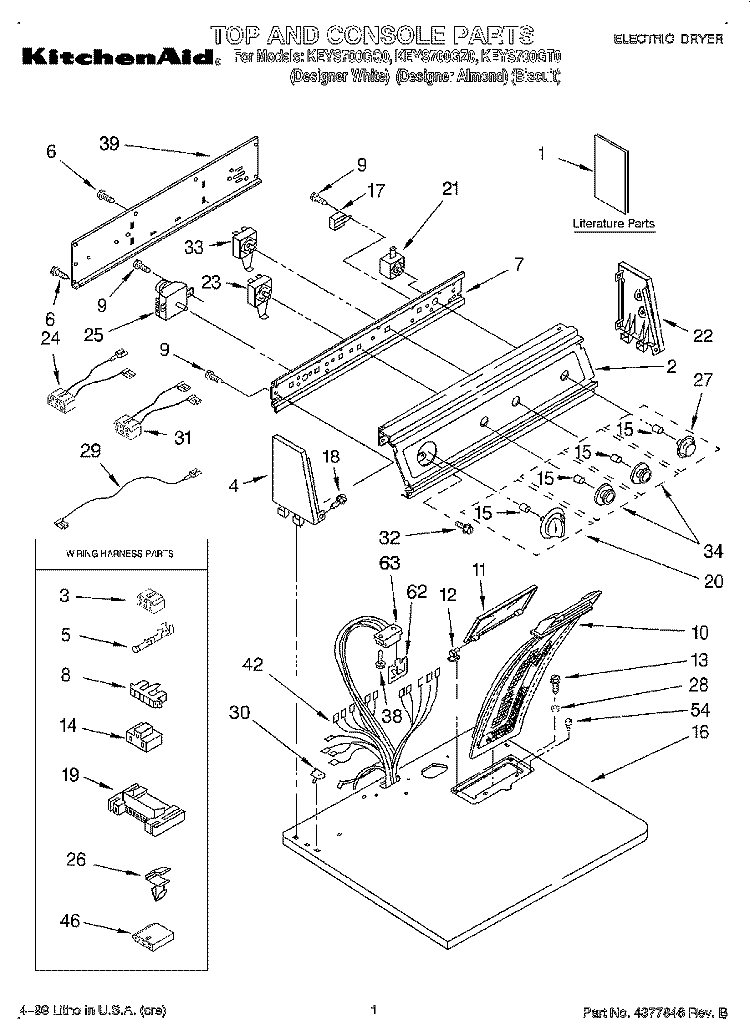 SECTION Diagram and Parts List for KEYS700GZ0  KitchenAid Dryer