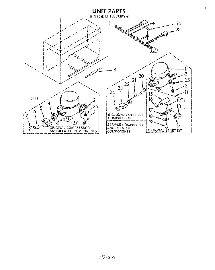 SECTION Diagram and Parts List for EH150CXKW2  Whirlpool Freezer