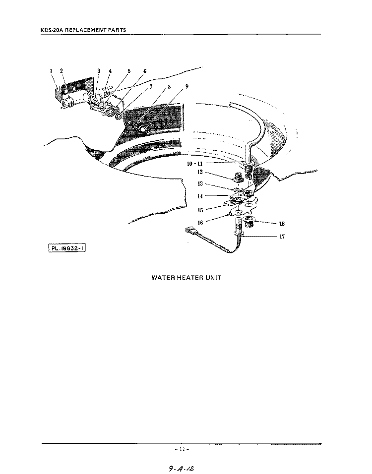 WATER HEATER Diagram and Parts List for KDS20A  KitchenAid Dishwasher
