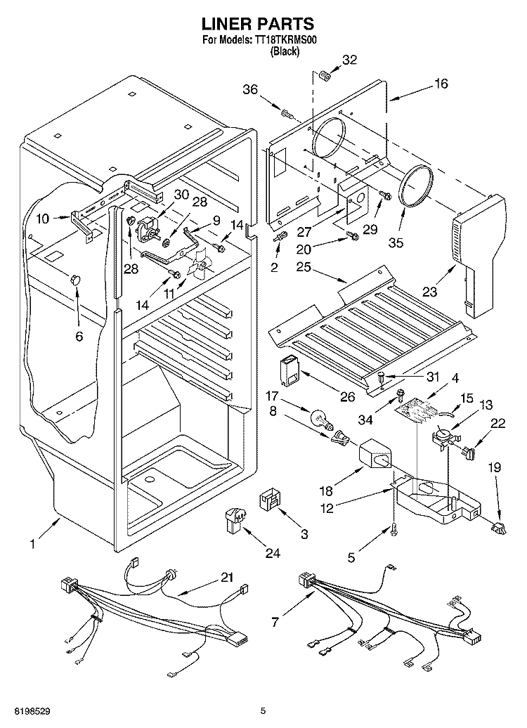 LINER PARTS Diagram and Parts List for TT18TKRMS00  Estate Refrigerator