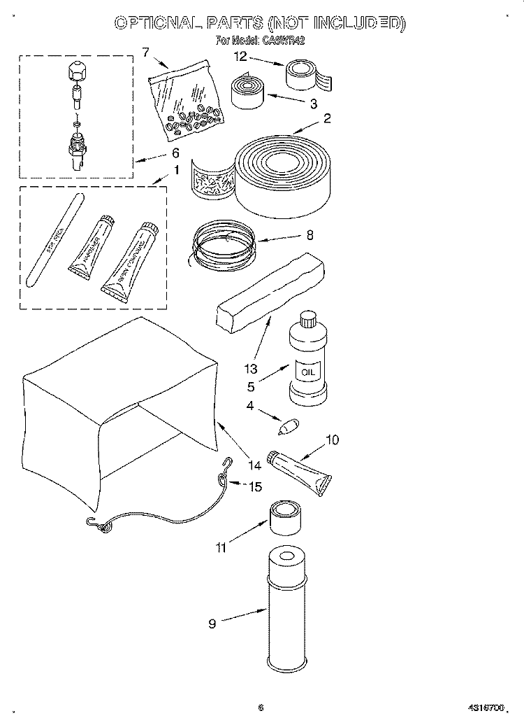 OPTIONAL Diagram and Parts List for CA8WR42  Crosley Air Conditioner