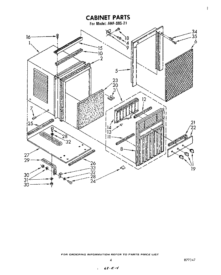 SECTION Diagram and Parts List for AHFS8521  Whirlpool Air Conditioner