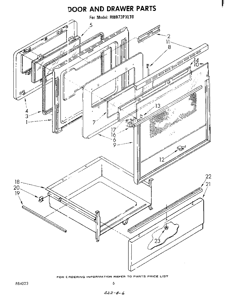 DOOR AND DRAWER Diagram and Parts List for RM973PXLT0  Whirlpool Microwave Oven Combo