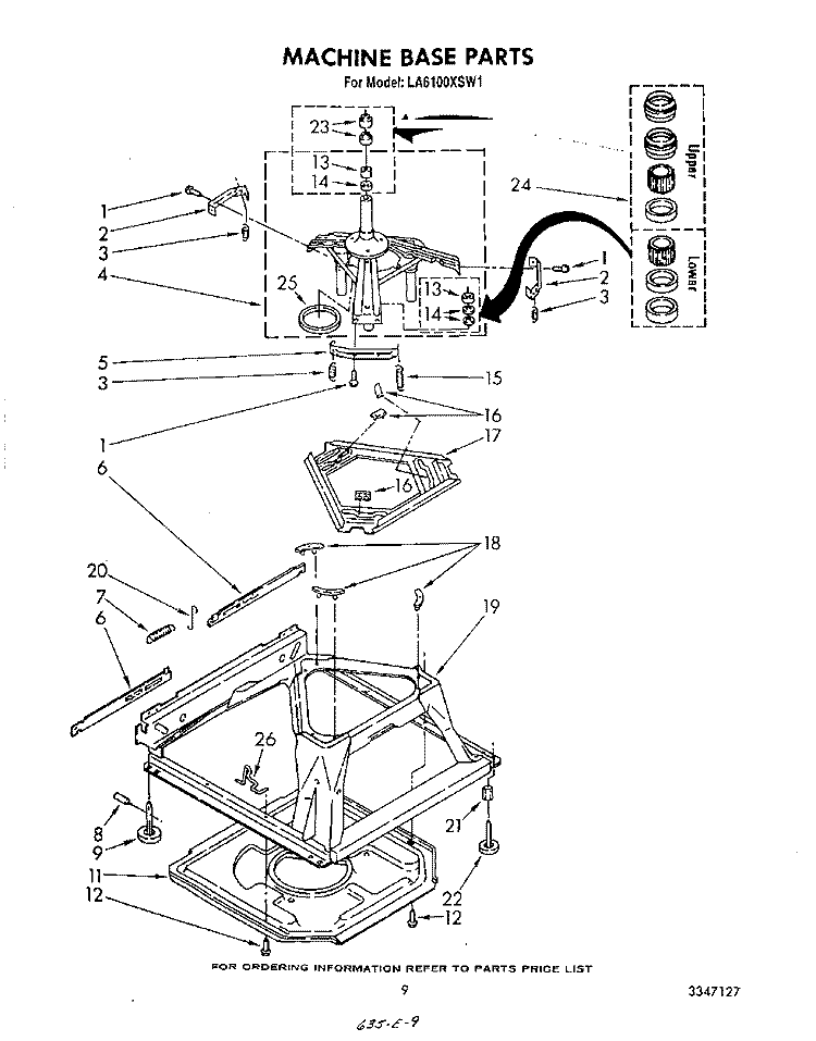 MACHINE BASE Diagram and Parts List for LA6100XSW1  Whirlpool Washer