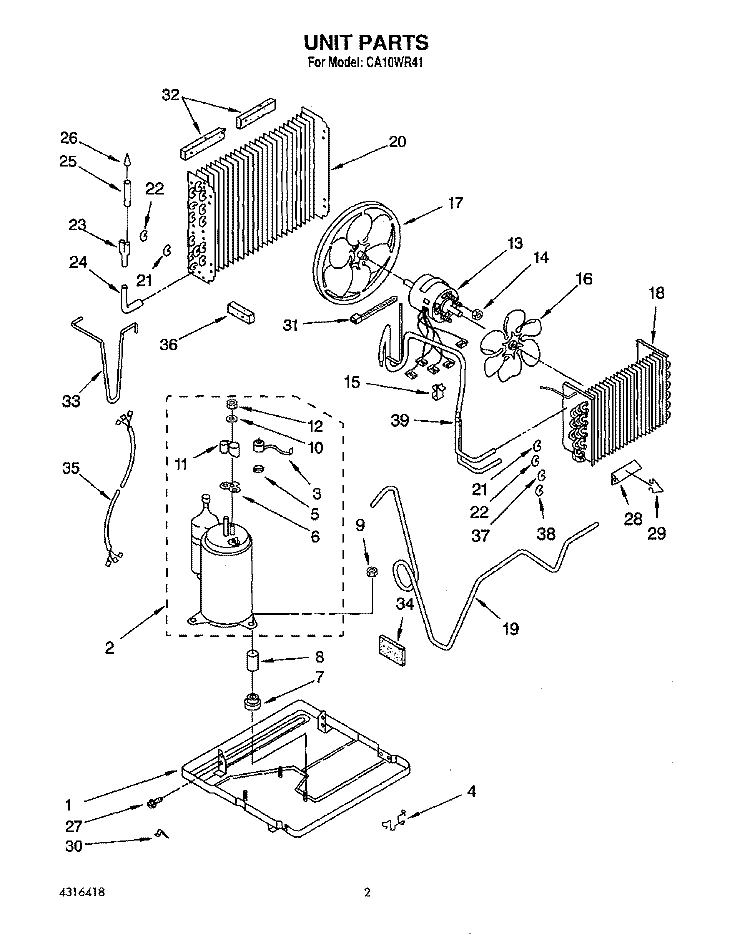 UNIT, LITERATURE Diagram and Parts List for CA10WR41  Whirlpool Air Conditioner