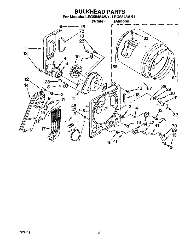 SECTION Diagram and Parts List for LEC6848AN1  Whirlpool Dryer