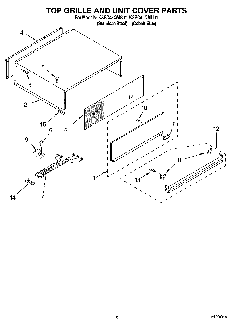 TOP GRILLE AND UNIT COVER PARTS Diagram and Parts List for KSSC42QMS01  KitchenAid Refrigerator