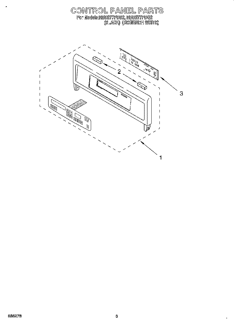 CONTROL PANEL, LITERATURE Diagram and Parts List for RBD277PDB2  Whirlpool Wall Oven