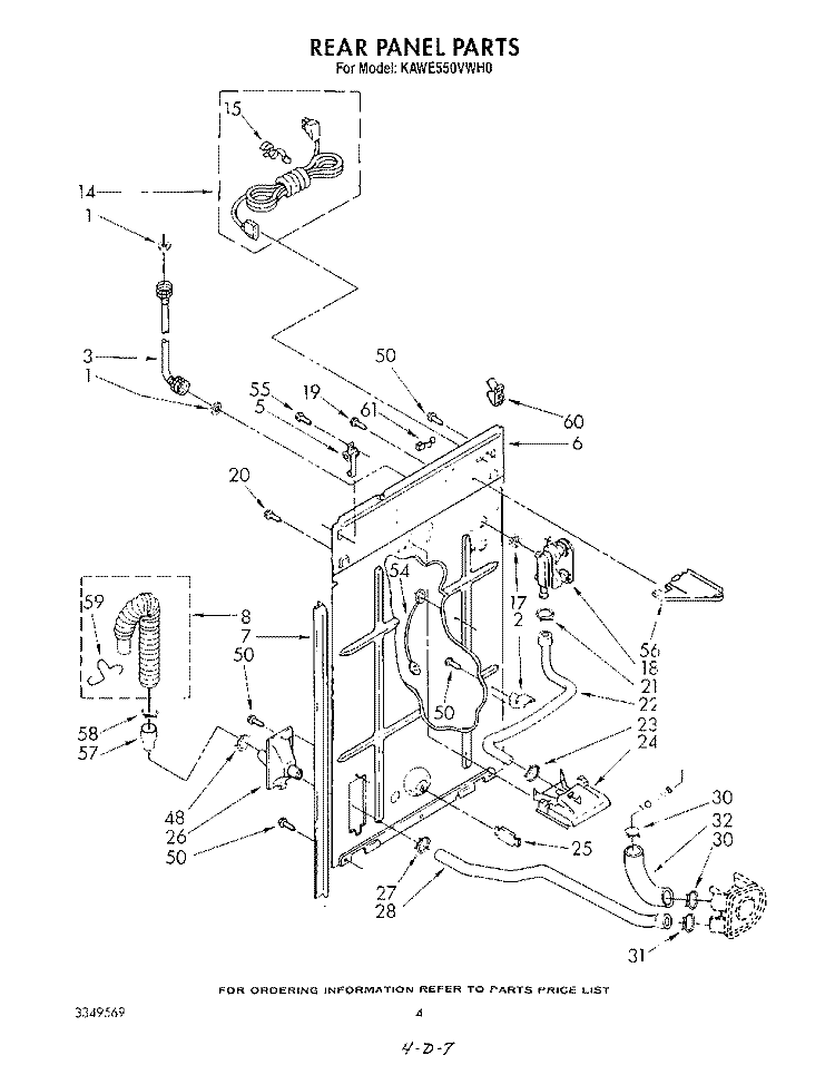 REAR PANEL Diagram and Parts List for KAWE550VAL0  KitchenAid Washer