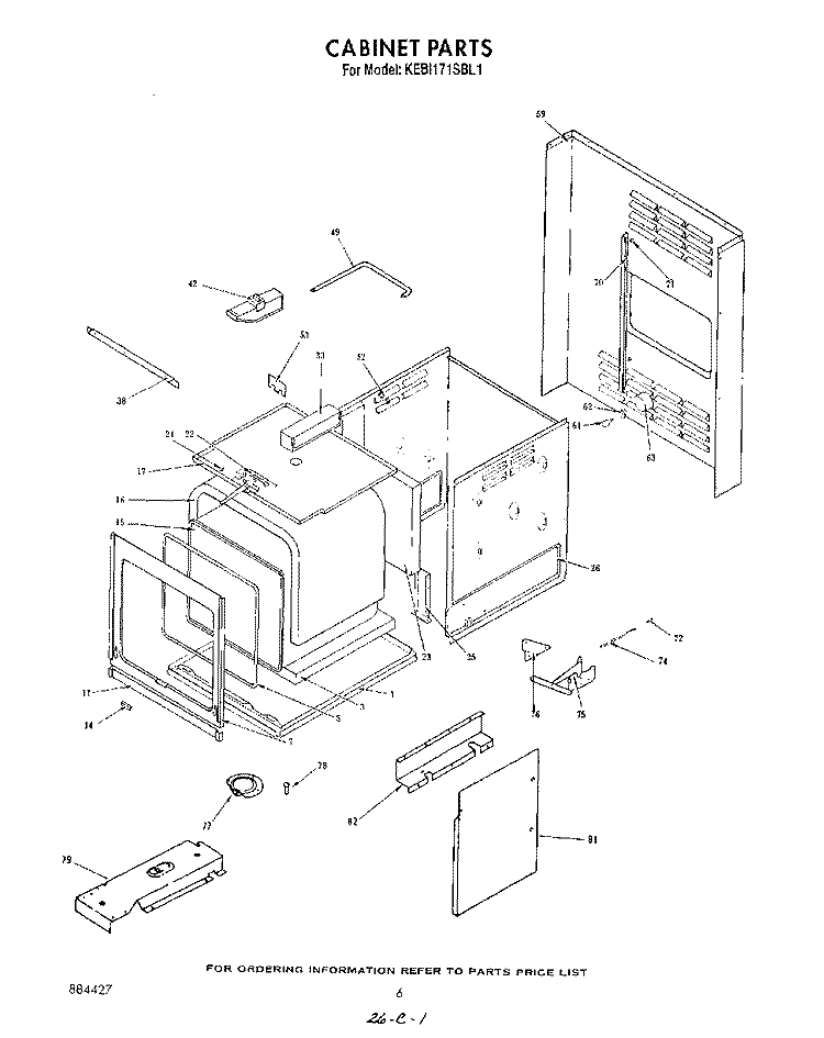 CABINET , LITERATURE AND OPTIONAL Diagram and Parts List for KEBI171SBL1  KitchenAid Wall Oven