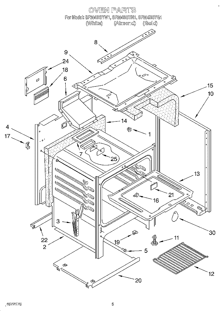 SECTION Diagram and Parts List for SF304BSYN1  Whirlpool Range