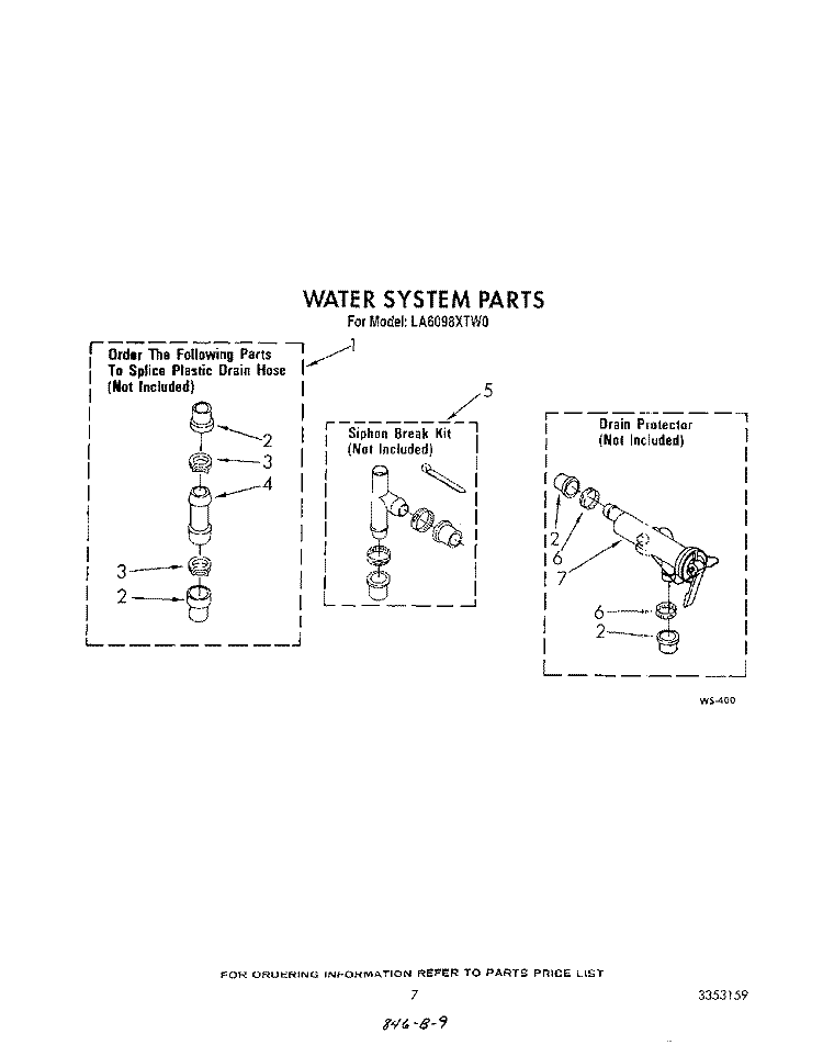 WATER SYSTEM Diagram and Parts List for LA6098XTF0  Whirlpool Washer