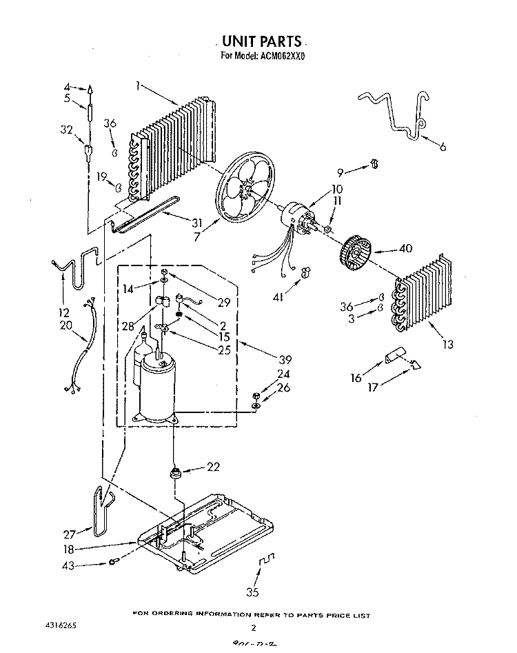 UNIT Diagram and Parts List for ACM062XX0  Whirlpool Air Conditioner