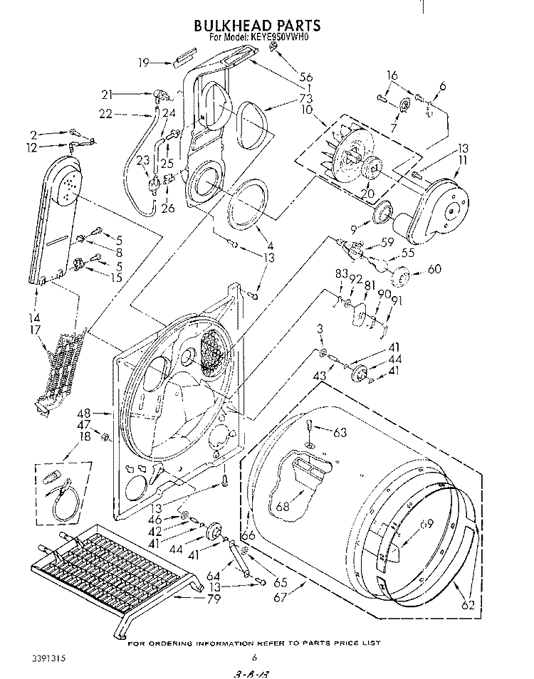 SECTION Diagram and Parts List for KEYE950VPL0  KitchenAid Dryer