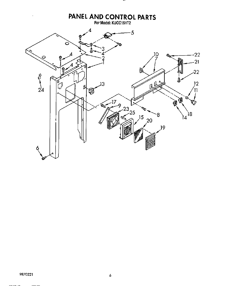 PANEL AND CONTROL Diagram and Parts List for KUCC151T2  KitchenAid Trash Compactor