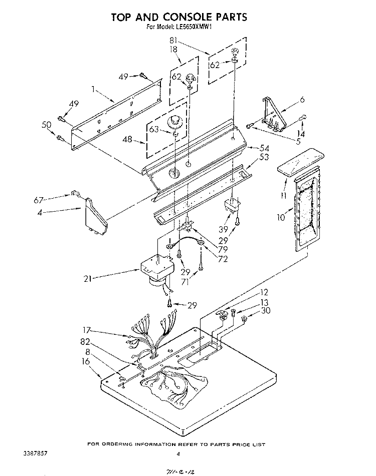 SECTION Diagram and Parts List for LE5650XMW1  Whirlpool Dryer
