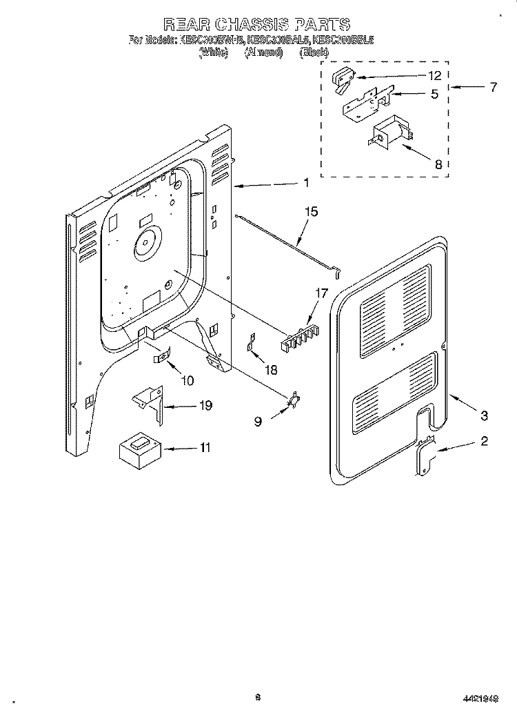 REAR CHASSIS, LIT/OPTIONAL Diagram and Parts List for KESC300BAL5  KitchenAid Range