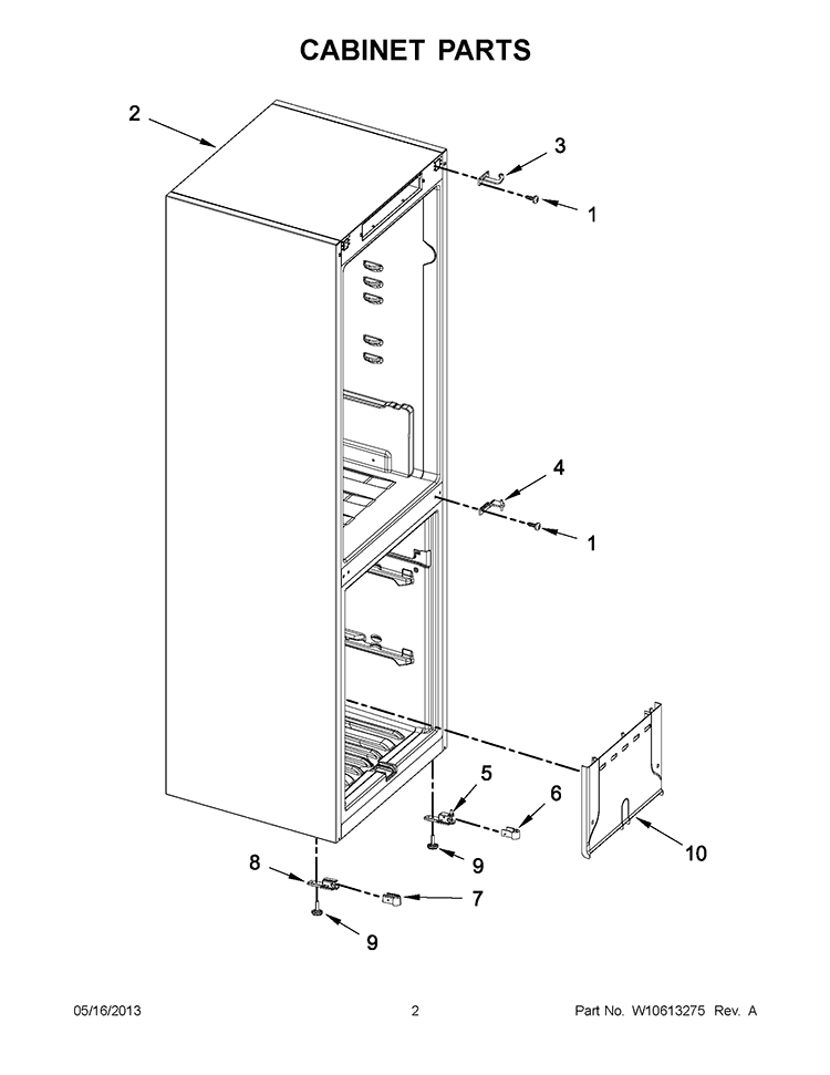 CABINET PARTS Diagram and Parts List for WRB551WNBS00  Whirlpool Refrigerator