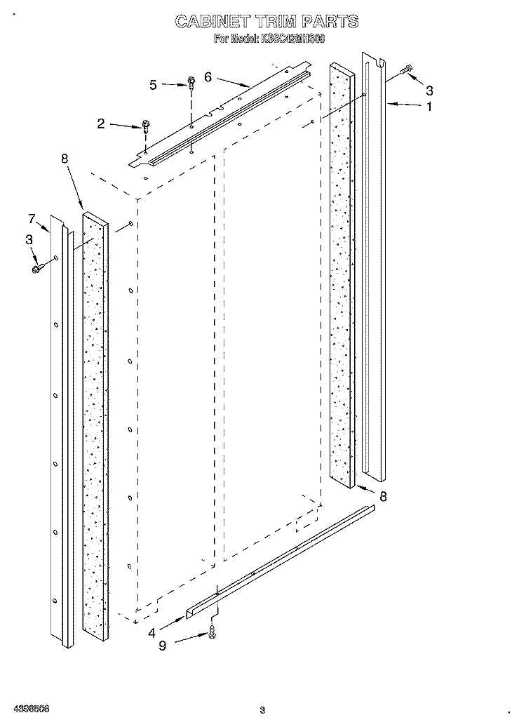 CABINET TRIM Diagram and Parts List for KSSC42MHS00  KitchenAid Refrigerator