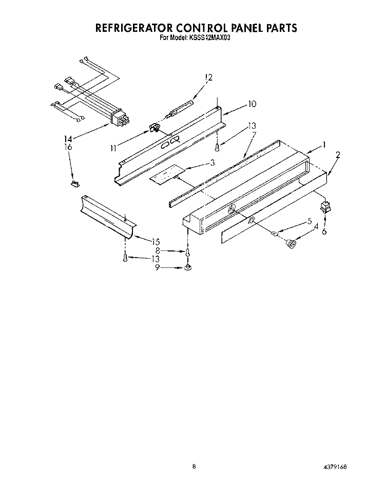 REFRIGERATOR CONTROL PANEL Diagram and Parts List for KSSS42MAX03  KitchenAid Refrigerator