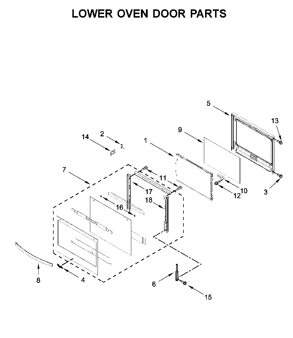 Lower oven door parts Diagram and Parts List for WOD77EC0HS02  Whirlpool Wall Oven