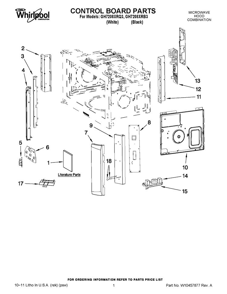 CONTROL BOARD PARTS Diagram and Parts List for GH7208XRQ3  Whirlpool Microwave