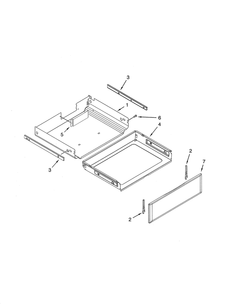 Drawer Diagram and Parts List for KGRS303BWH1  KitchenAid Range