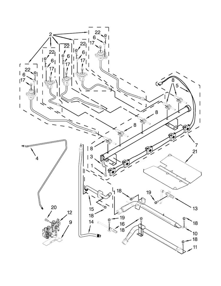 Manifold Parts Diagram and Parts List for KGRS202BSS2  KitchenAid Range