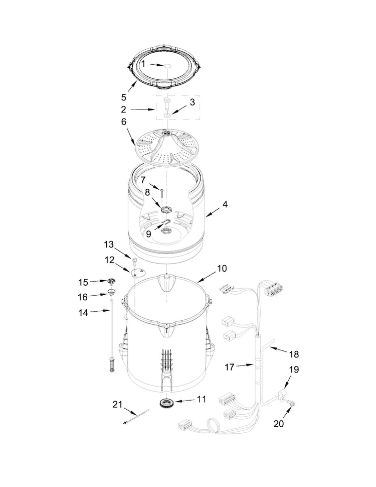 Basket And Tub Parts Diagram and Parts List for WTW4915EW1  Whirlpool Washer