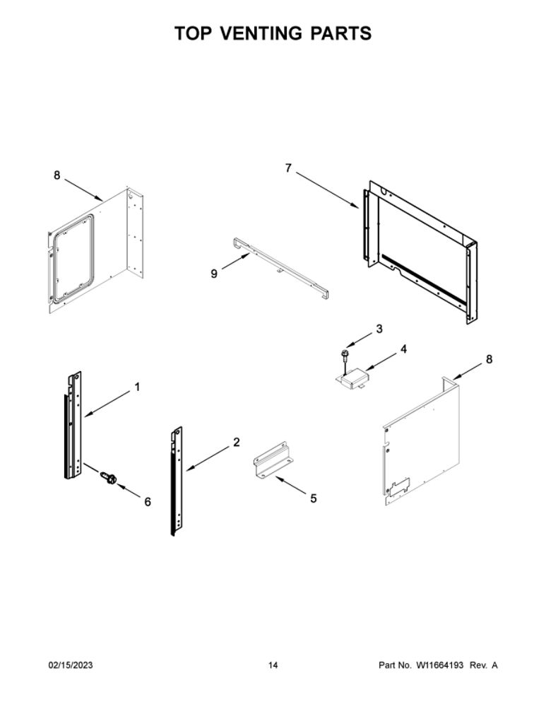 Top Venting Parts Diagram and Parts List for WOC75EC7HS22  Whirlpool Microwave Oven Combo