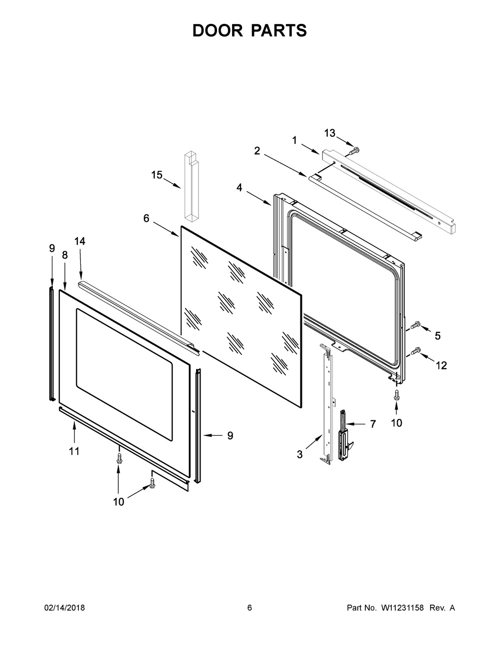Door Parts Diagram and Parts List for IEL730CS2  Whirlpool Range