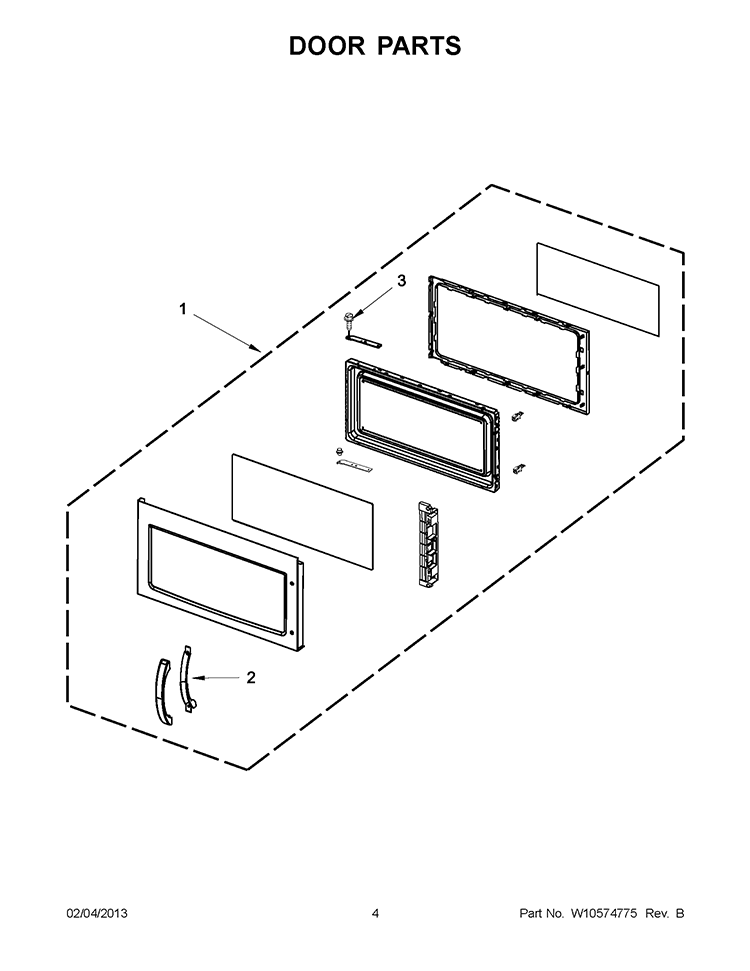 DOOR PARTS Diagram and Parts List for WMH73L20AS1  Whirlpool Microwave
