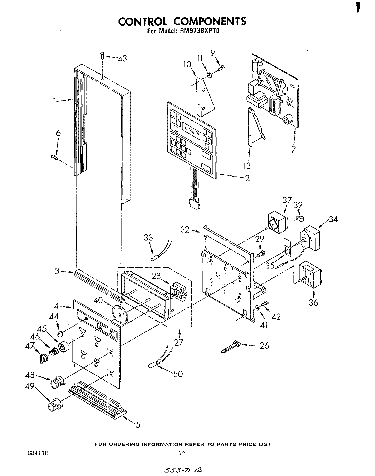 CONTROL Diagram and Parts List for RM973BXPT0  Whirlpool Microwave Oven Combo
