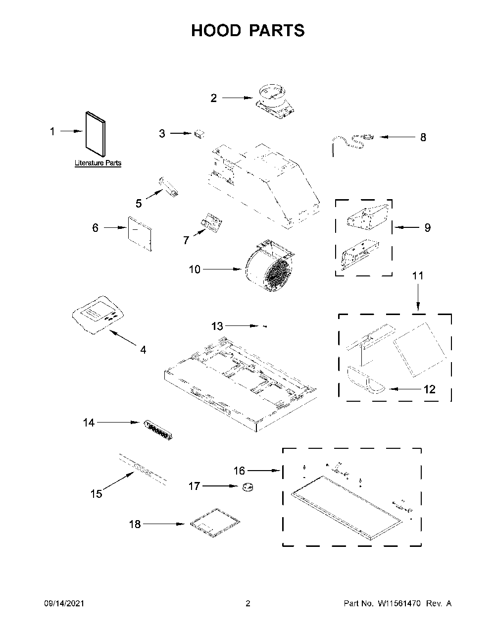 Hood Parts Diagram and Parts List for KVUB400GSS02  KitchenAid Range Hood