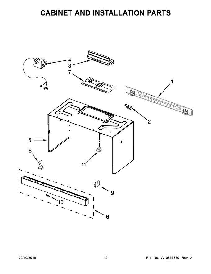 07 - Cabinet And Installation Parts Diagram and Parts List for YWMH31017AS3  Whirlpool Microwave