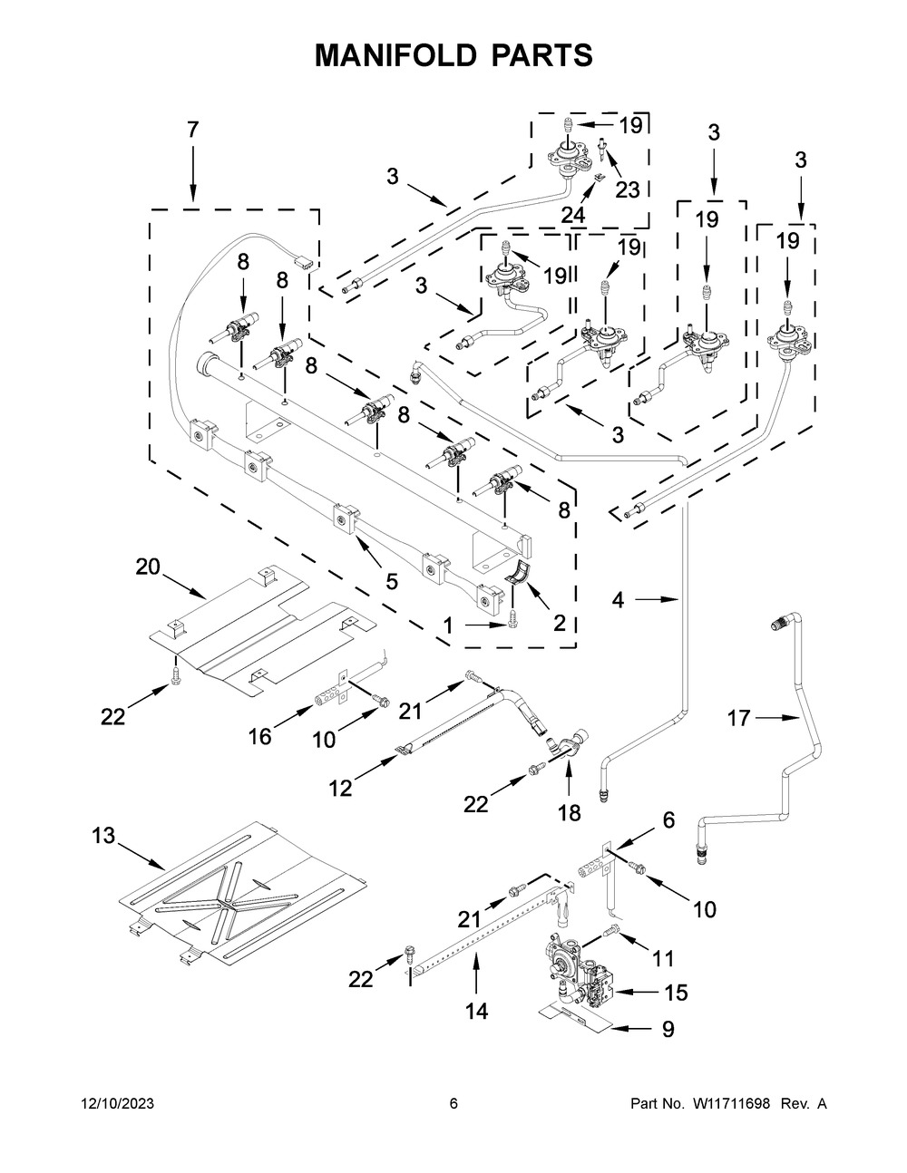 Manifold Parts Diagram and Parts List for WFG535S0LS5  Whirlpool Range