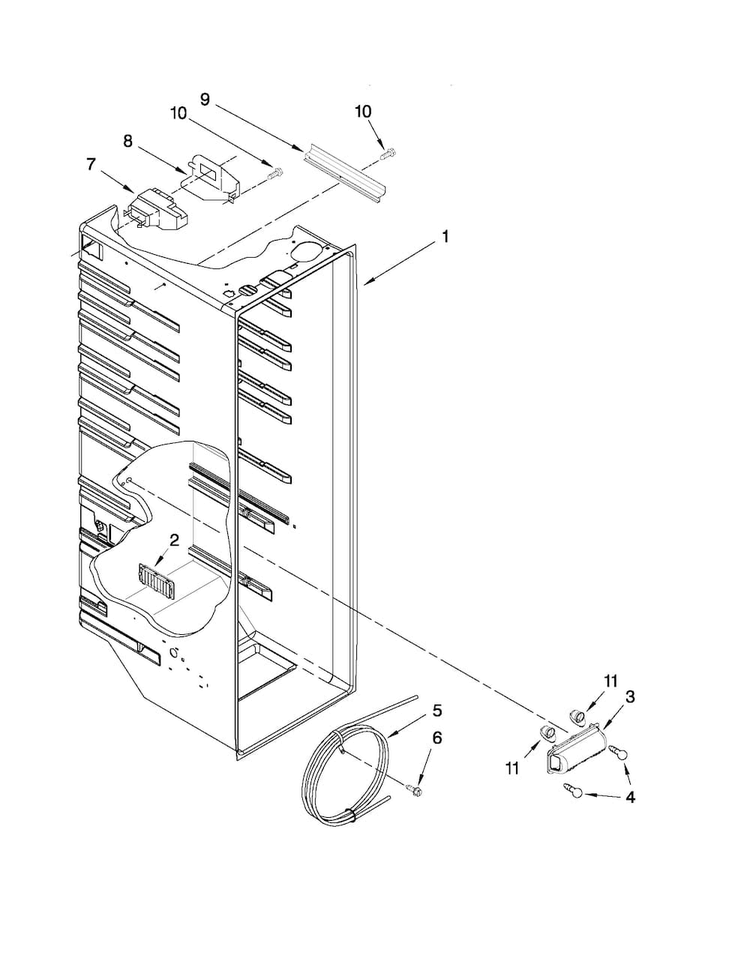 Refrigerator Liner Parts Diagram and Parts List for 10651103111  Kenmore Refrigerator