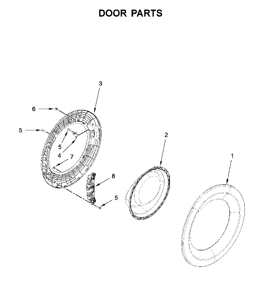 Door parts Diagram and Parts List for 7MWFW5622HW2  Whirlpool Washer