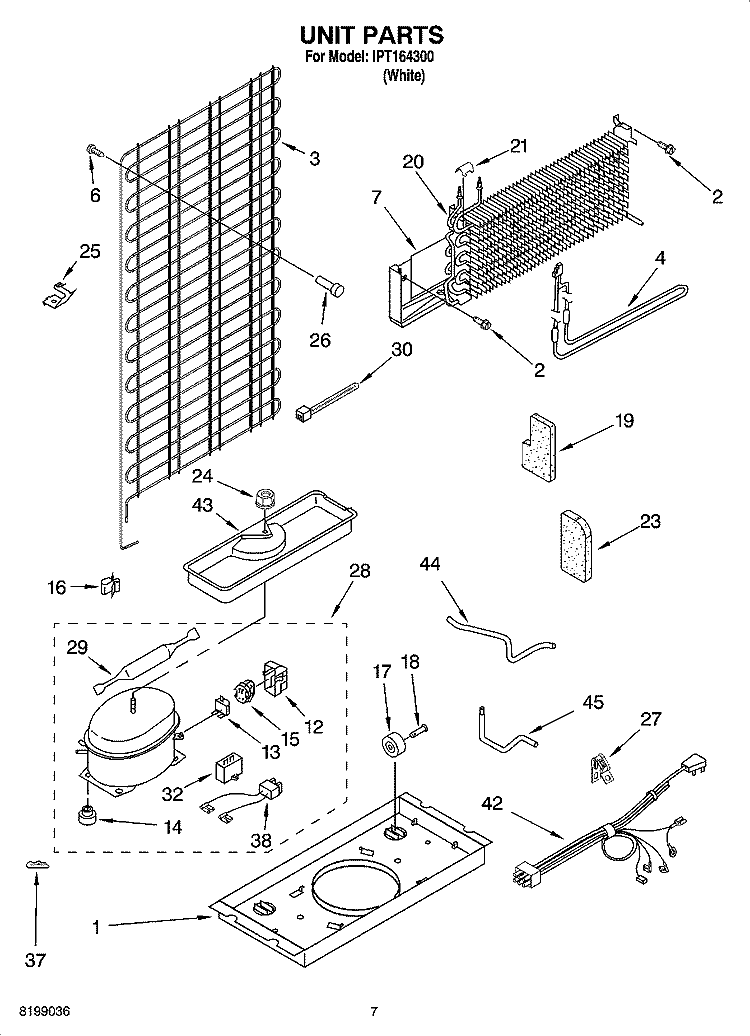 UNIT PARTS Diagram and Parts List for IPT164300  Inglis Refrigerator