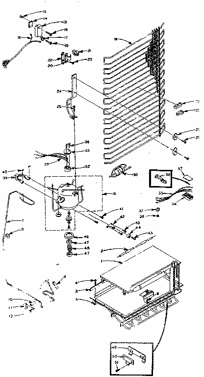 Refrigerator Unit Parts Diagram and Parts List for 106M12CL-F  Kenmore Refrigerator