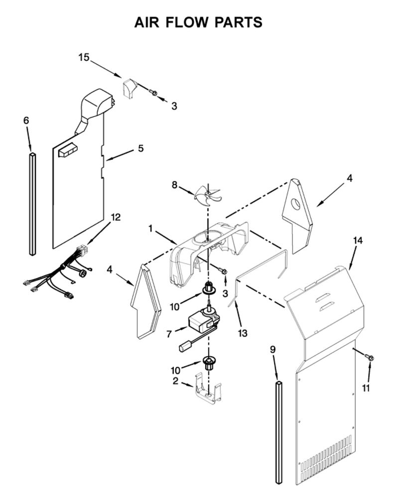 Air Flow Parts Diagram and Parts List for 10641179713  Kenmore Refrigerator