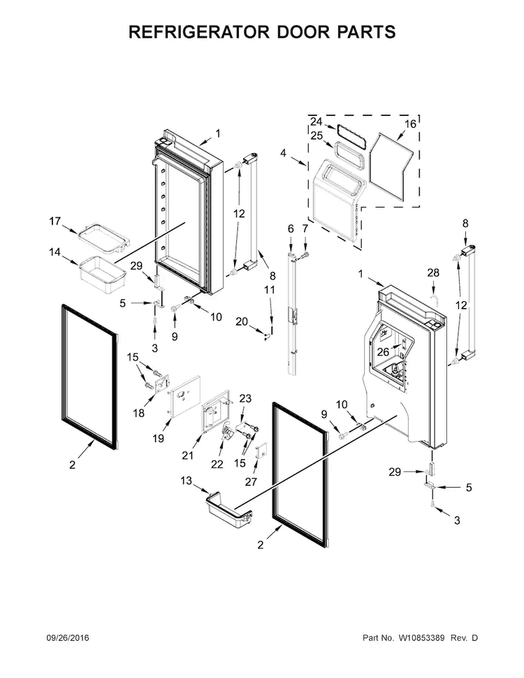 Refrigerator Door Parts Diagram and Parts List for KRMF706ESS01  KitchenAid Refrigerator