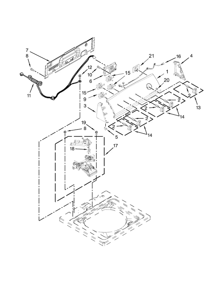 Console And Water Inlet Parts Diagram and Parts List for 11025102311  Kenmore Washer