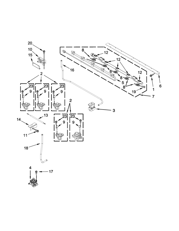 Manifold Parts Diagram and Parts List for KFDD500ESS01  KitchenAid Range